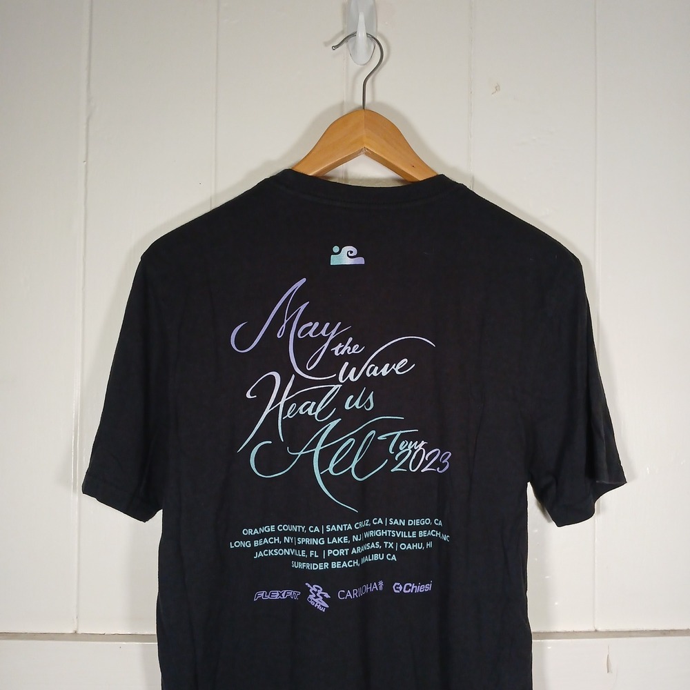 Cariloha May the Wave Heal us All Tour 2023 Graphic Tee Mens Medium Black Bamboo